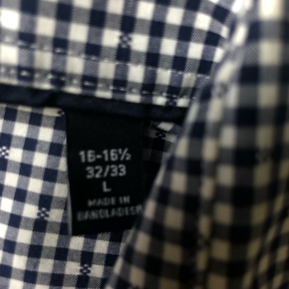 Tommy Hilfiger Navy Check Reg Fit Stretch Casual Dress Shirt L Wrinkle Resist - Picture 7 of 7
